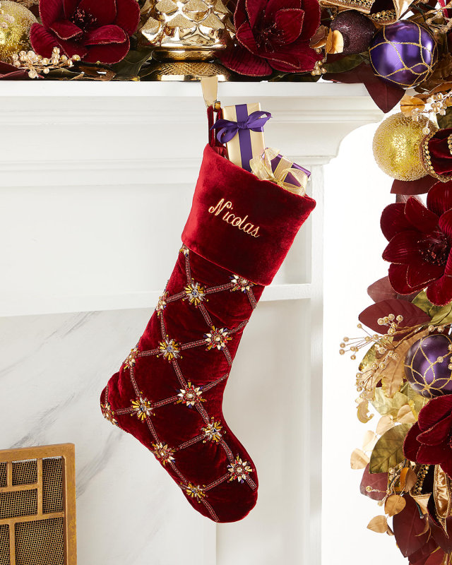Spiritual Christmas Jeweled Personalized Stocking